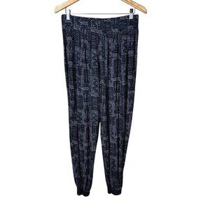 H&M Basic Line Boho Print Navy SOft Knit Joggers Size Large